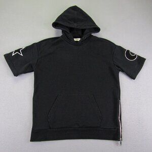 Trendiano Hoodie Men Small Black Pullover Moon Stars Japanese Streetwear Sweater